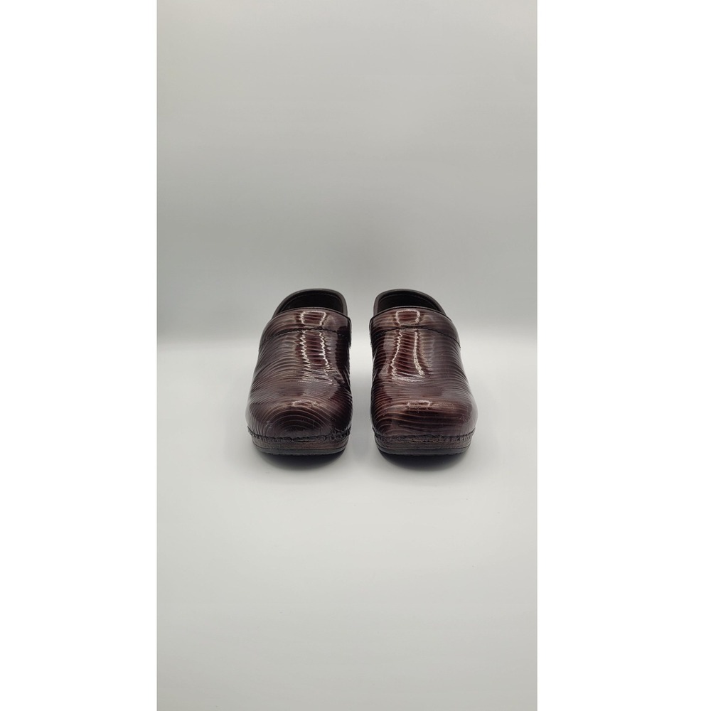 Dansko XP Patent Leather Clogs Womens 37 Brown Swirl Marble Slip Resistant